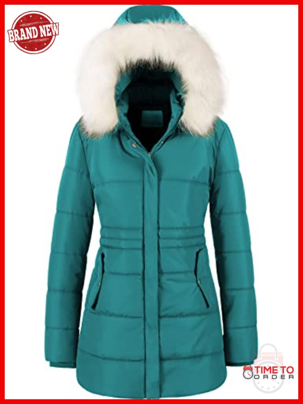 Women's Waterproof Puffer Jacket Long Winter Parka Removable Faux Fur Hood